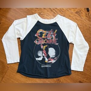 Daydreamer Ozzy Osbourne Blizzard of Ozz Raglan Band Distressed Graphic Shirt